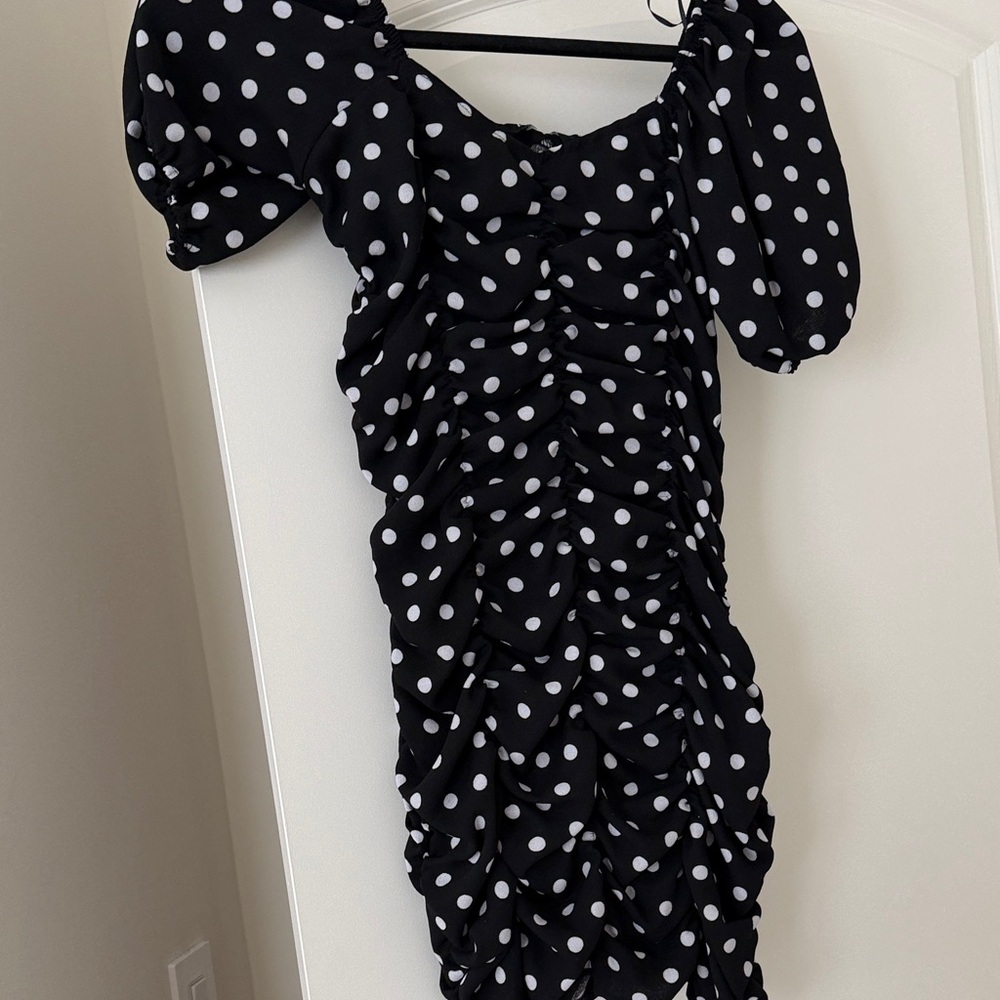 Zara Black and White Polka Dot Mini Dress